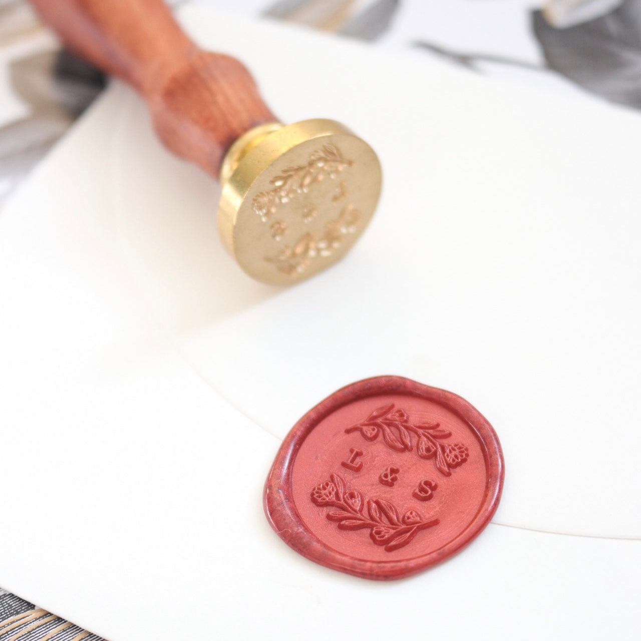 Wax Seal Stamp - Custom Initials - Floral