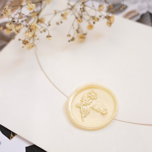 Wax Seal Stamp - Custom Initials - Floral