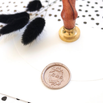 Wax Seal Stamp - Custom Initials - Floral
