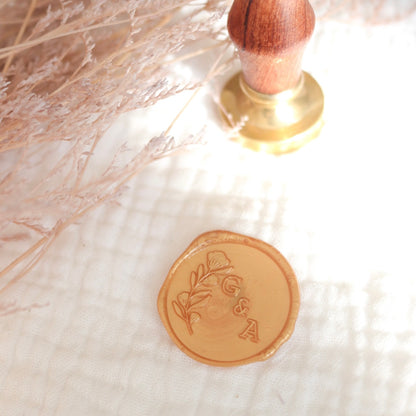 Wax Seal Stamp - Custom Initials - Floral